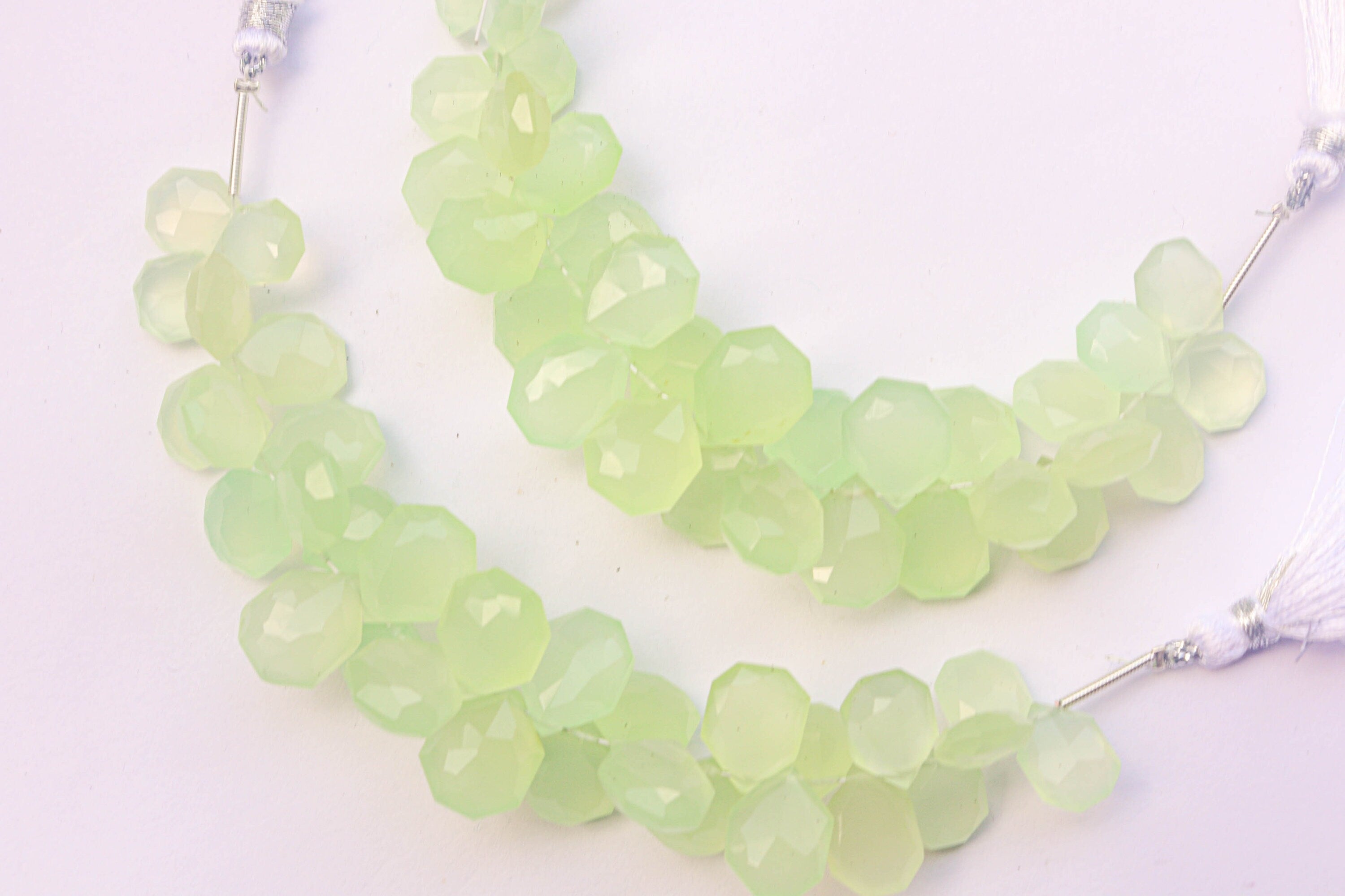Green Onyx Faceted Tumble Shape Drops | 8x11mm to 10x13mm | 31 Pieces | Natural Gemstone for Jewelry | Beads for jewelry | Beadsforyourjewelry