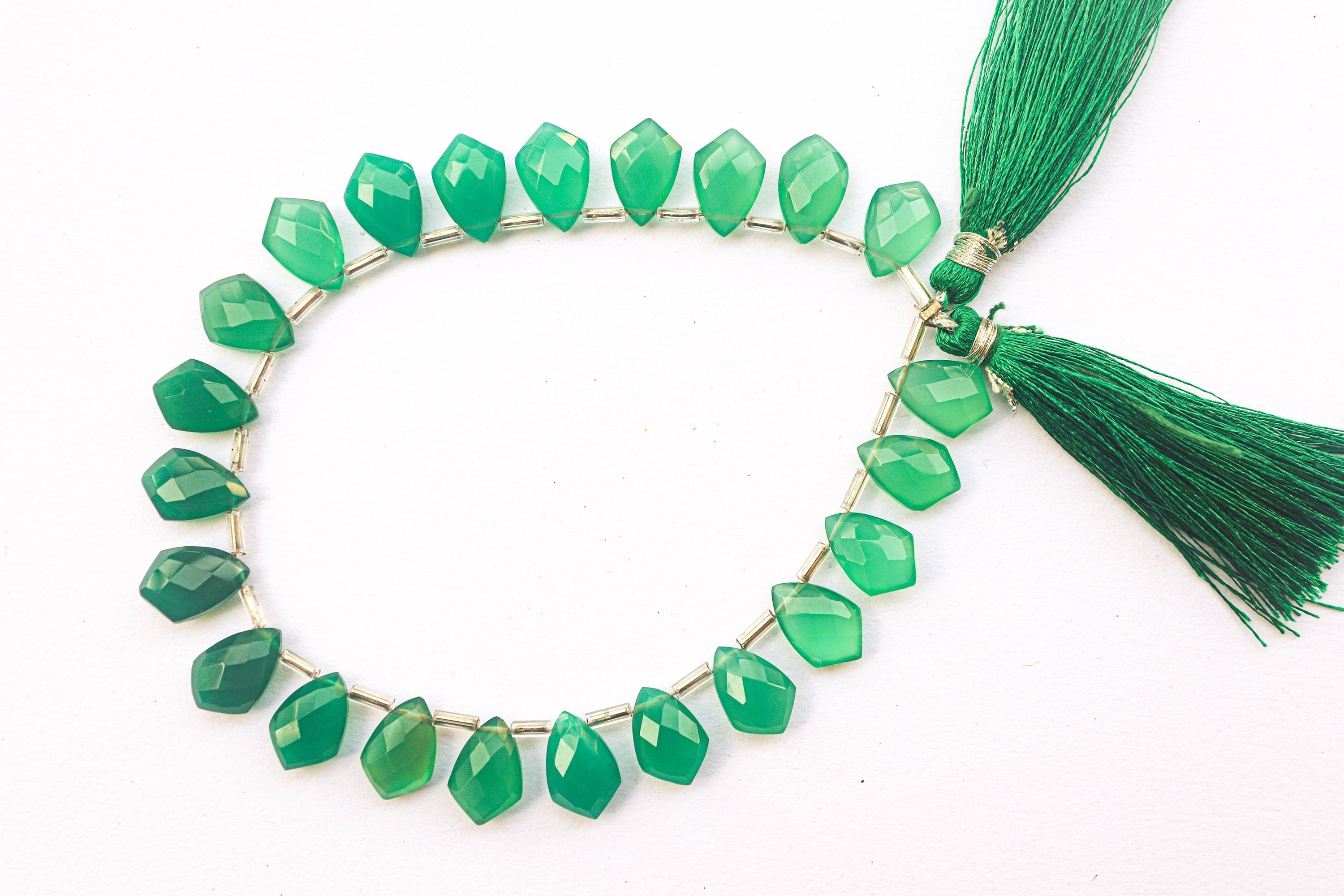 Green Onyx Fancy Shape Faceted Briolette | 8x12mm | 23 Pieces Strand | Beadsforyourjewelry | BFYJ1204-3 Beadsforyourjewelry