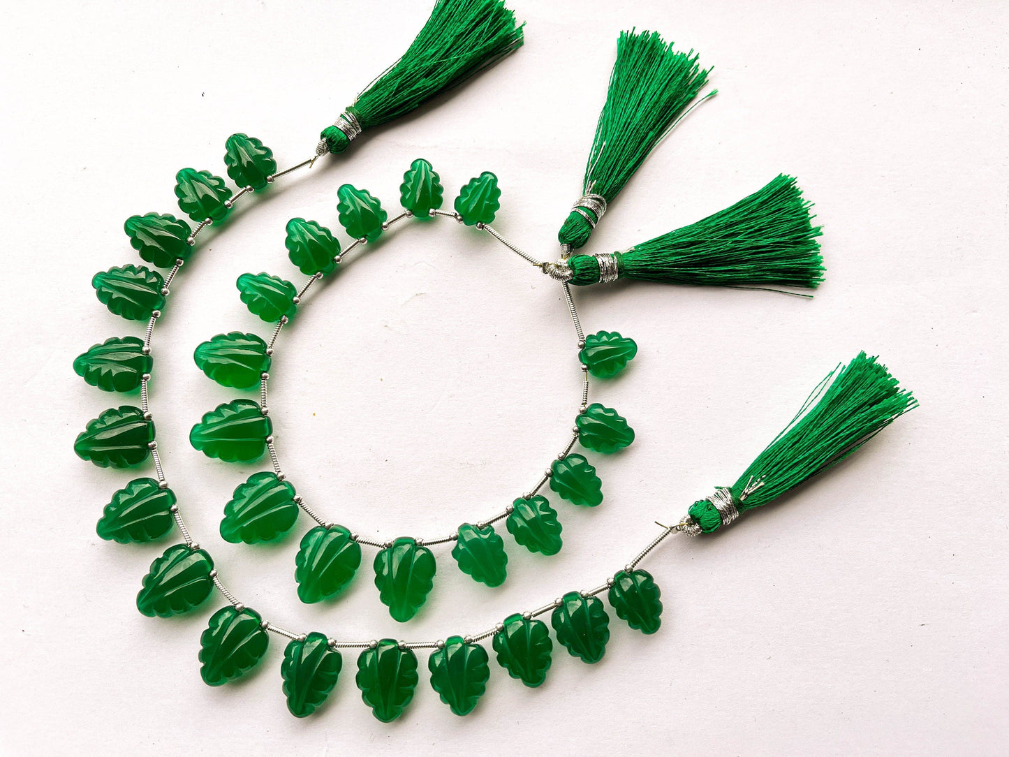 Green Onyx Leaf Carving Briolette Beads, 9x13mm to 13x16mm, 8 Inches String, 15 Pieces, Natural Gemstone Beads Beadsforyourjewelry