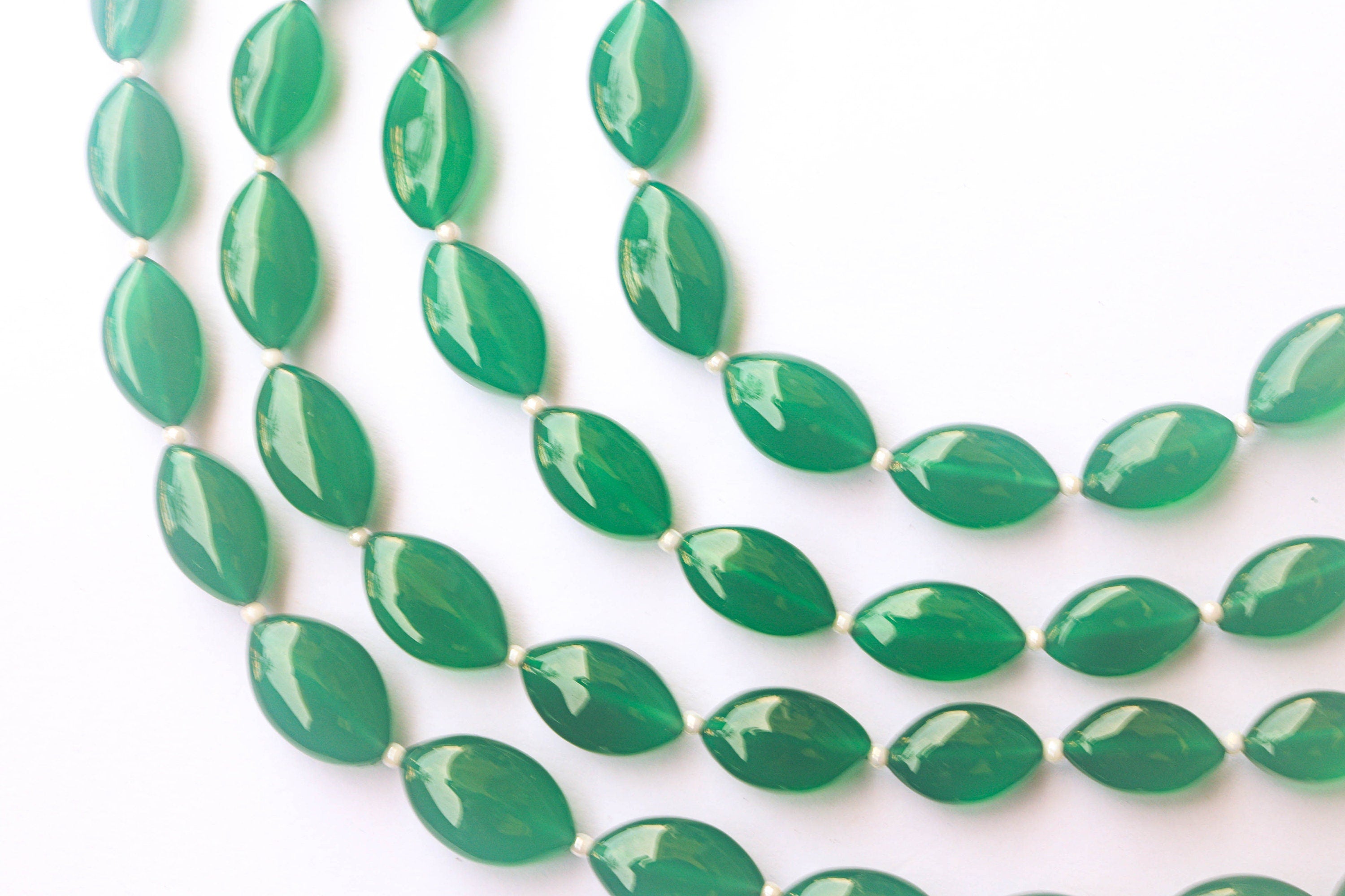 Green Onyx Marquise Shape Beads | 7x12mm to 10x16mm | 15 Pieces | 9 inch String | Gemstone Beads for Jewelry making | Beadsforyourjewelry