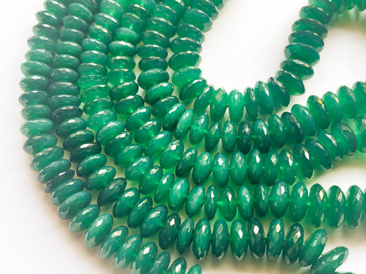 Green Onyx Micro Faceted German Cut Rondelle Beads Beadsforyourjewelry