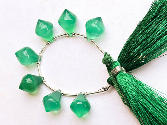 Green Onyx Slanted Shape Drops | 7 Pieces Beadsforyourjewelry