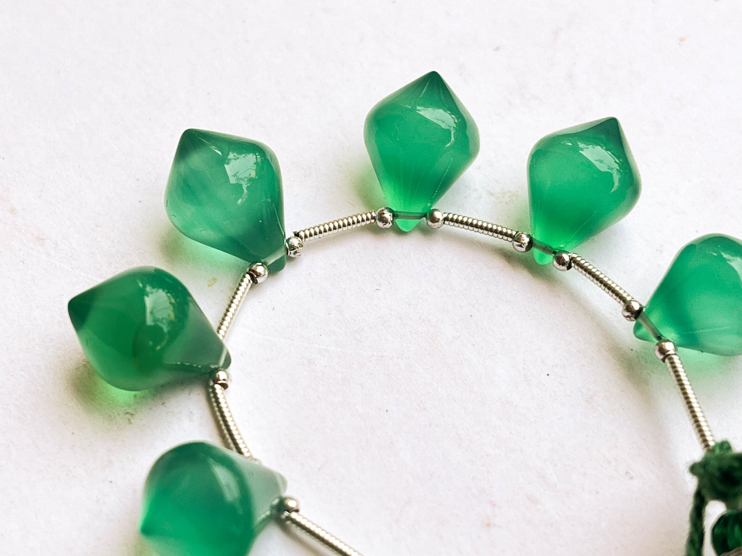 Green Onyx Slanted Shape Drops | 7 Pieces Beadsforyourjewelry