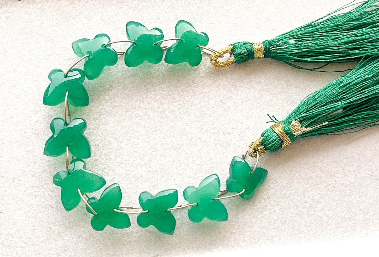 Green Onyx Smooth Butterfly Shape Double Drill Beads, Rare Gemstone Design for Jewelry Making, 10x12mm, 10 Pieces String Beadsforyourjewelry