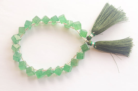 Green Strawberry Quartz Gemstone Faceted Cube Shape Side Drill Beads Beadsforyourjewelry