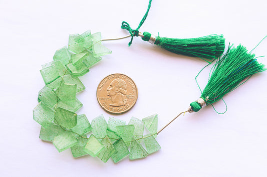 Green Strawberry Quartz Gemstone Slice Cut Beads Beadsforyourjewelry