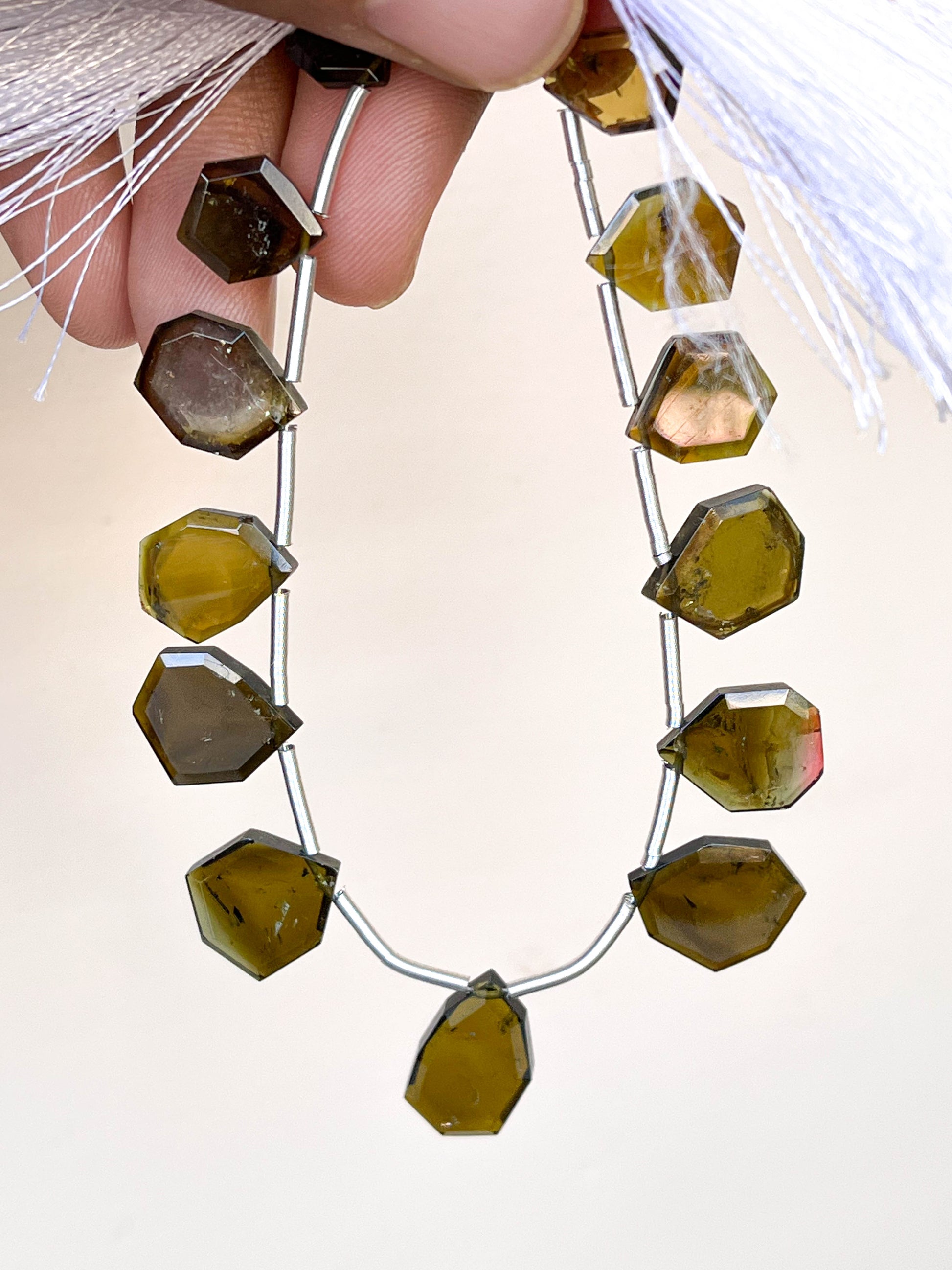 Green Tourmaline Slice cut beads Beadsforyourjewelry