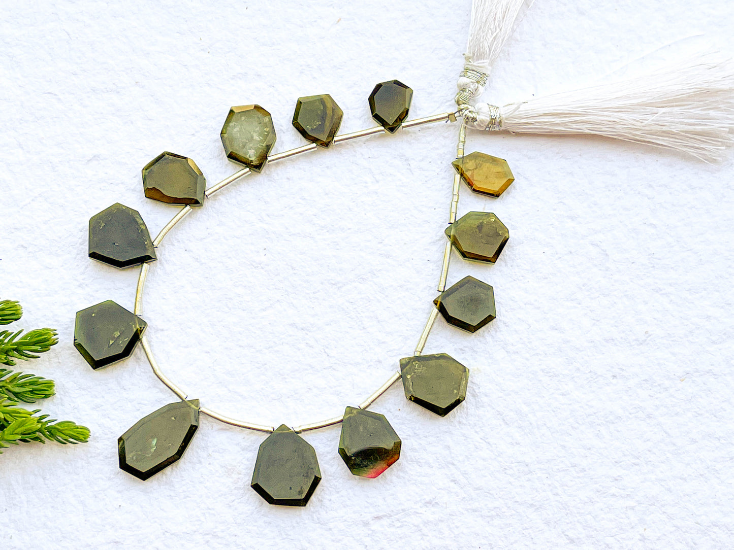 Green Tourmaline Slice cut beads Beadsforyourjewelry