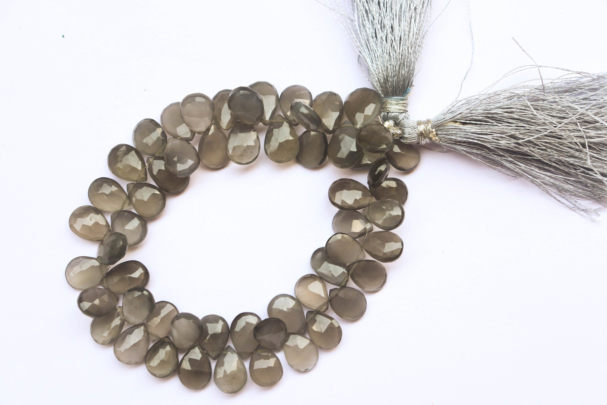 Grey Moonstone Pear Briolette Faceted | 9x12mm | 8 inch strand | 55 Pieces | Side Drill | Moonstone Sheen | For Jewelry making Beadsforyourjewelry