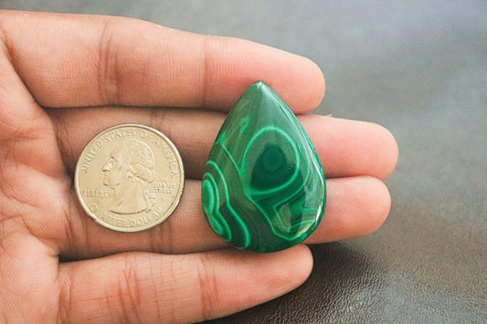 Highly Polished Malachite Pear Cabochon | 28x38mm | Excellent Quality For Jewelry Making / Wire Wrapping | Natural Malachite Gemstone Beadsforyourjewelry