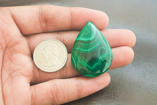 Highly Polished Malachite Pear Cabochon | 30x40mm | Excellent Quality For Jewelry Making / Wire Wrapping | Natural Malachite Gemstone Beadsforyourjewelry