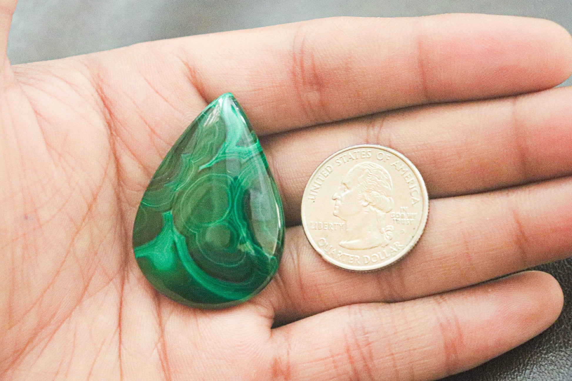 Highly Polished Malachite Pear Cabochon | 30x42mm | Excellent Quality For Jewelry Making / Wire Wrapping | Natural Malachite Gemstone Beadsforyourjewelry