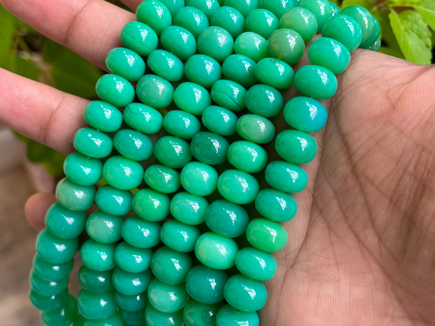 Chrysoprase Chalcedony Smooth Rondelle Beads