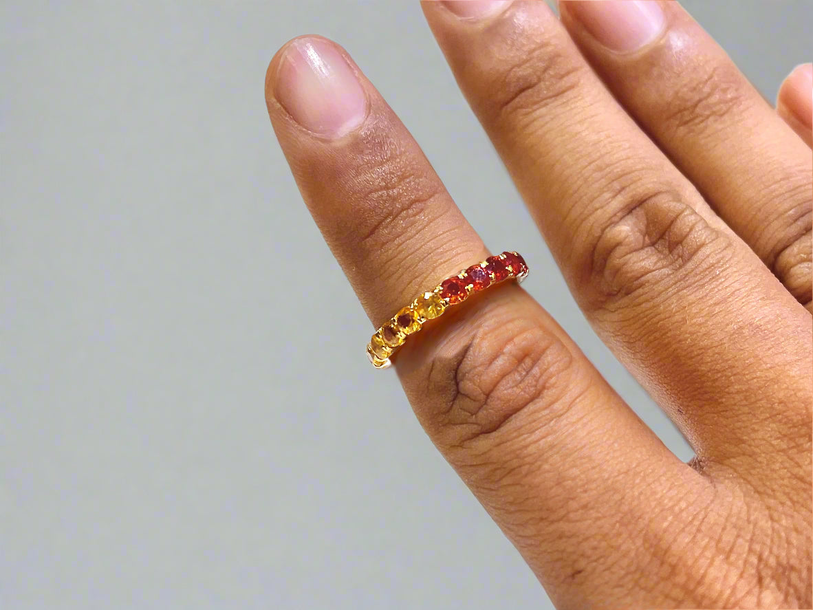 Rainbow Sapphire Gemstone Colourful Eternity Ring