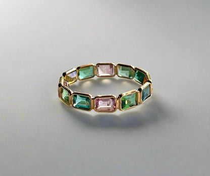 Tourmaline Gemstone Colourful Harmony Ring