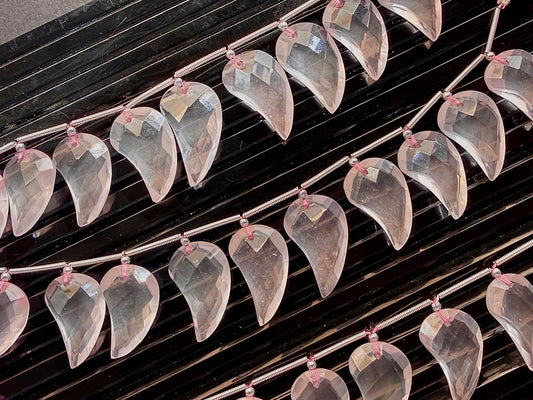 Natural Rose Quartz Mango Shape Faceted Beads