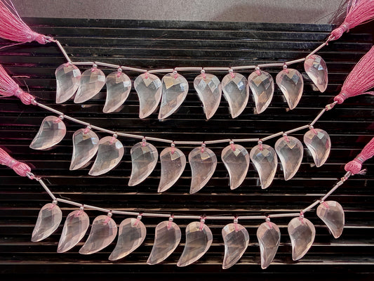 Natural Rose Quartz Mango Shape Faceted Beads
