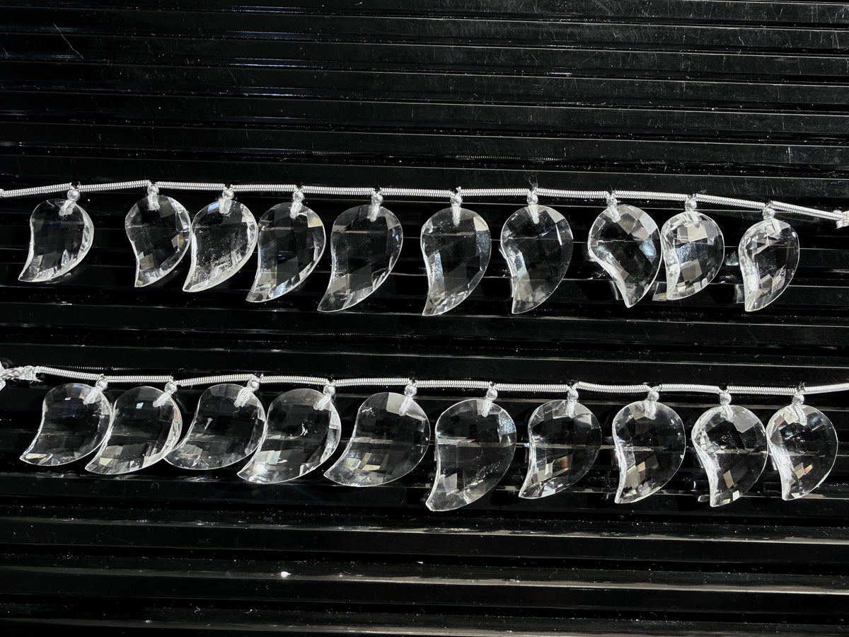 Natural Crystal Quartz Mango Faceted Briolette Beads