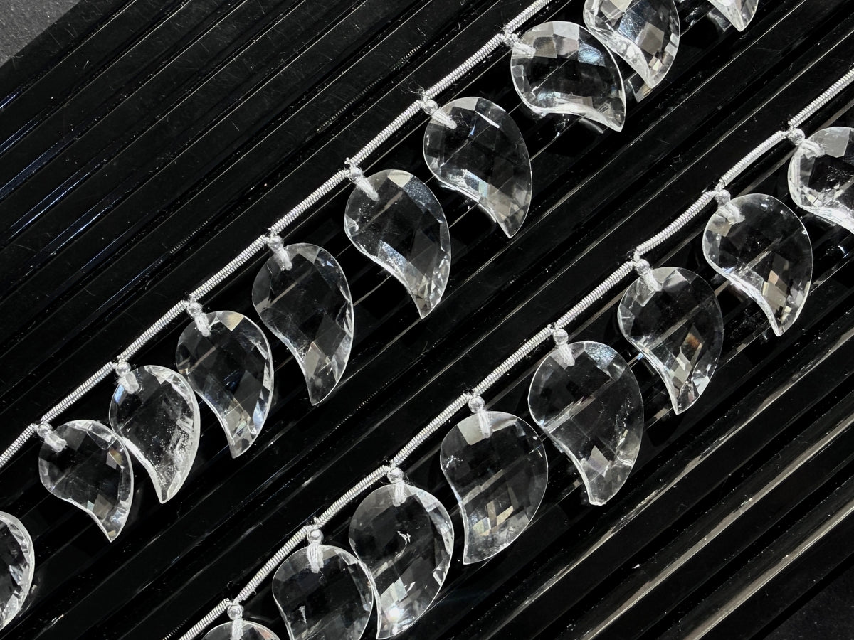 Natural Crystal Quartz Mango Faceted Briolette Beads