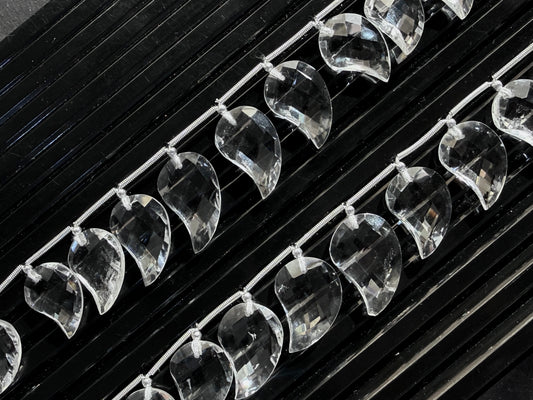 Natural Crystal Quartz Mango Faceted Briolette Beads