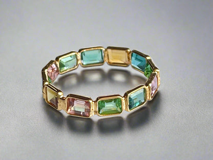 Tourmaline Gemstone Colourful Harmony Ring