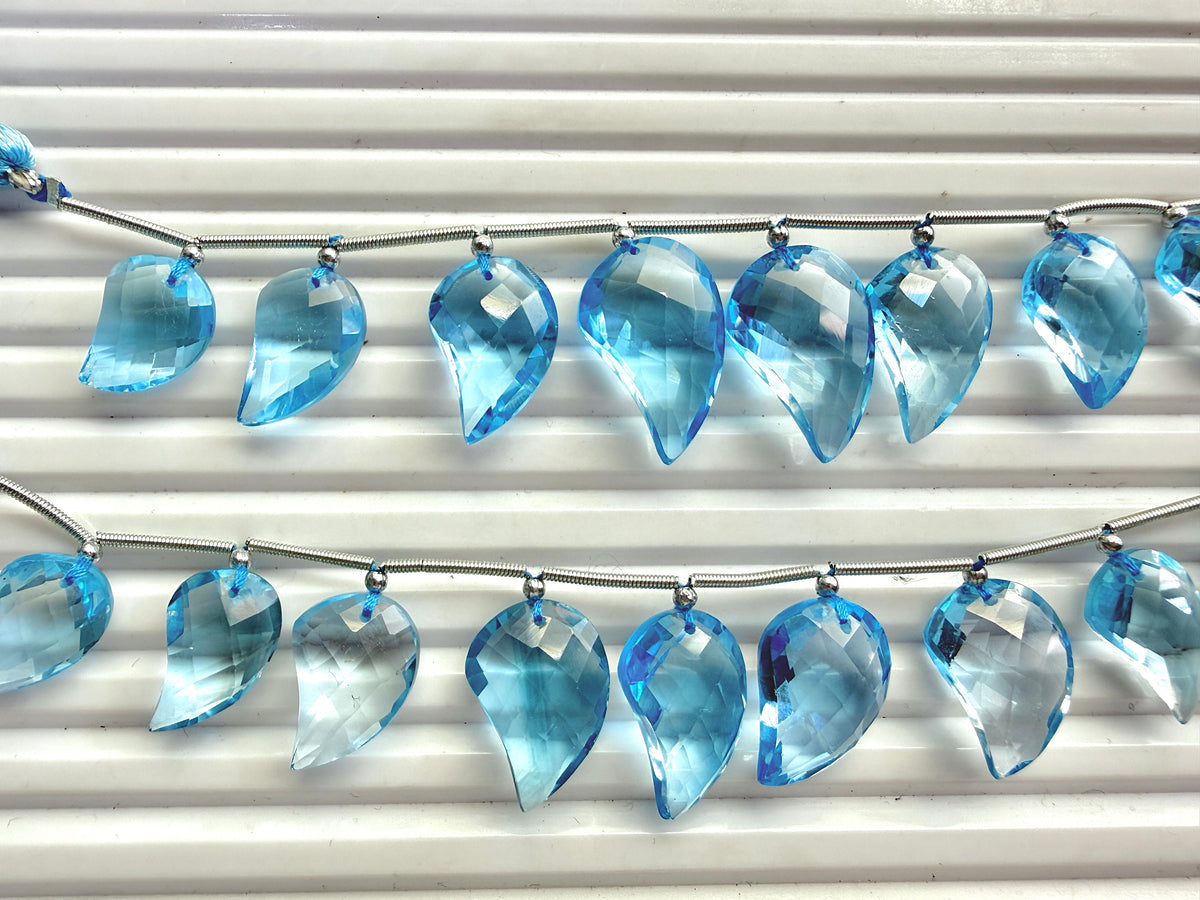 Natural Blue Topaz Faceted Briolette Mango Beads