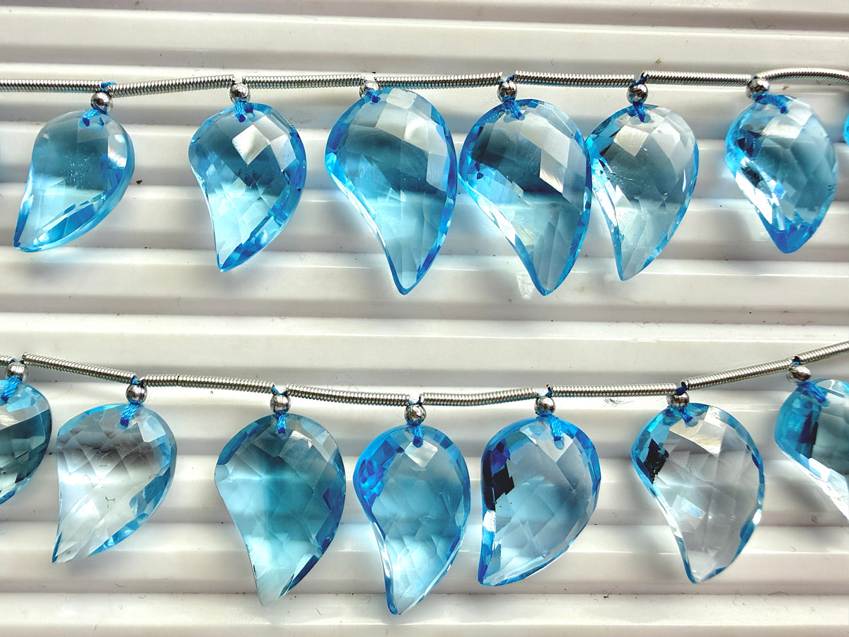 Natural Blue Topaz Faceted Briolette Mango Beads