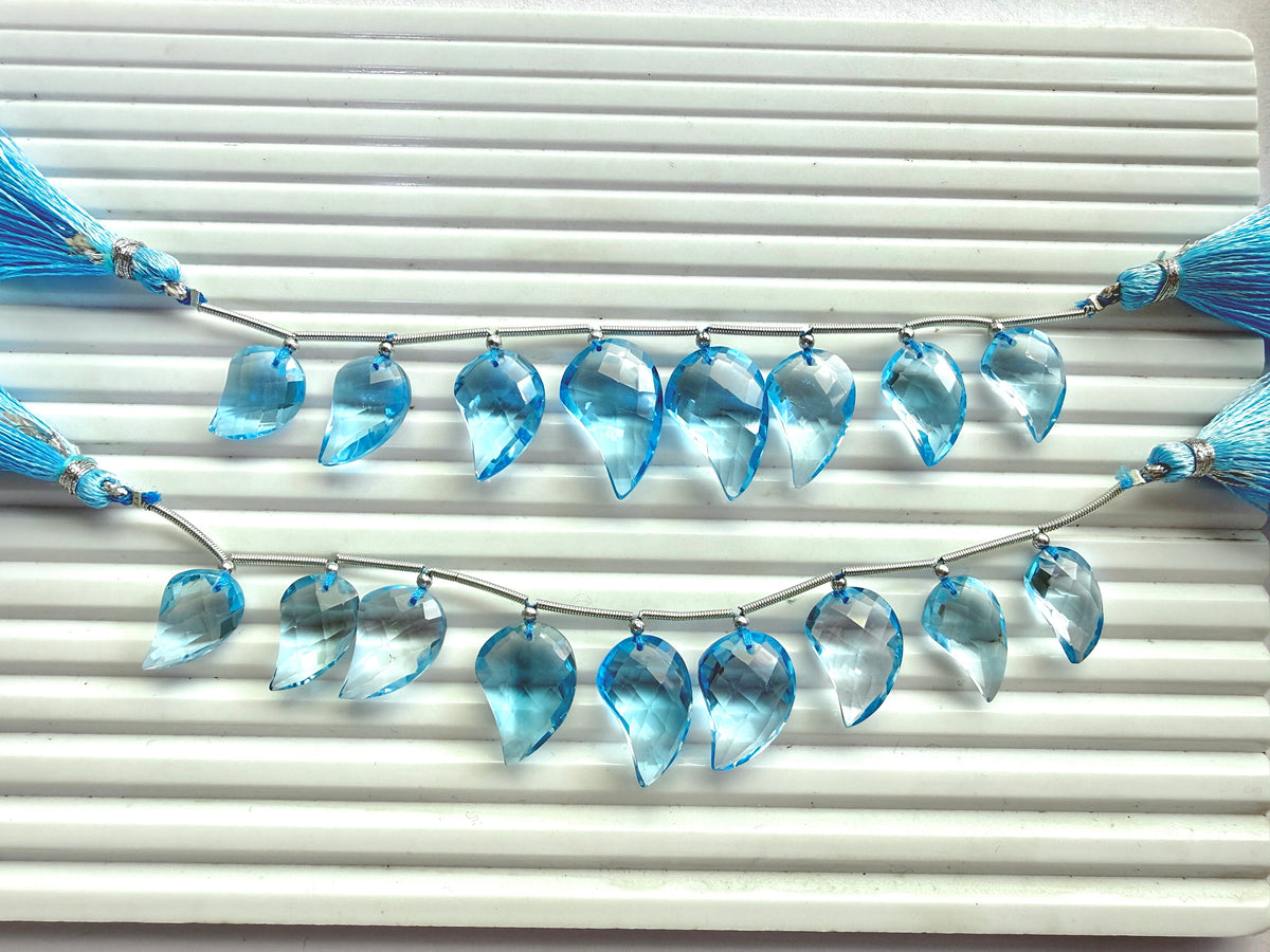 Natural Blue Topaz Faceted Briolette Mango Beads