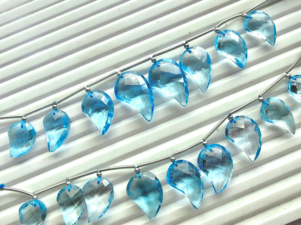 Natural Blue Topaz Faceted Briolette Mango Beads