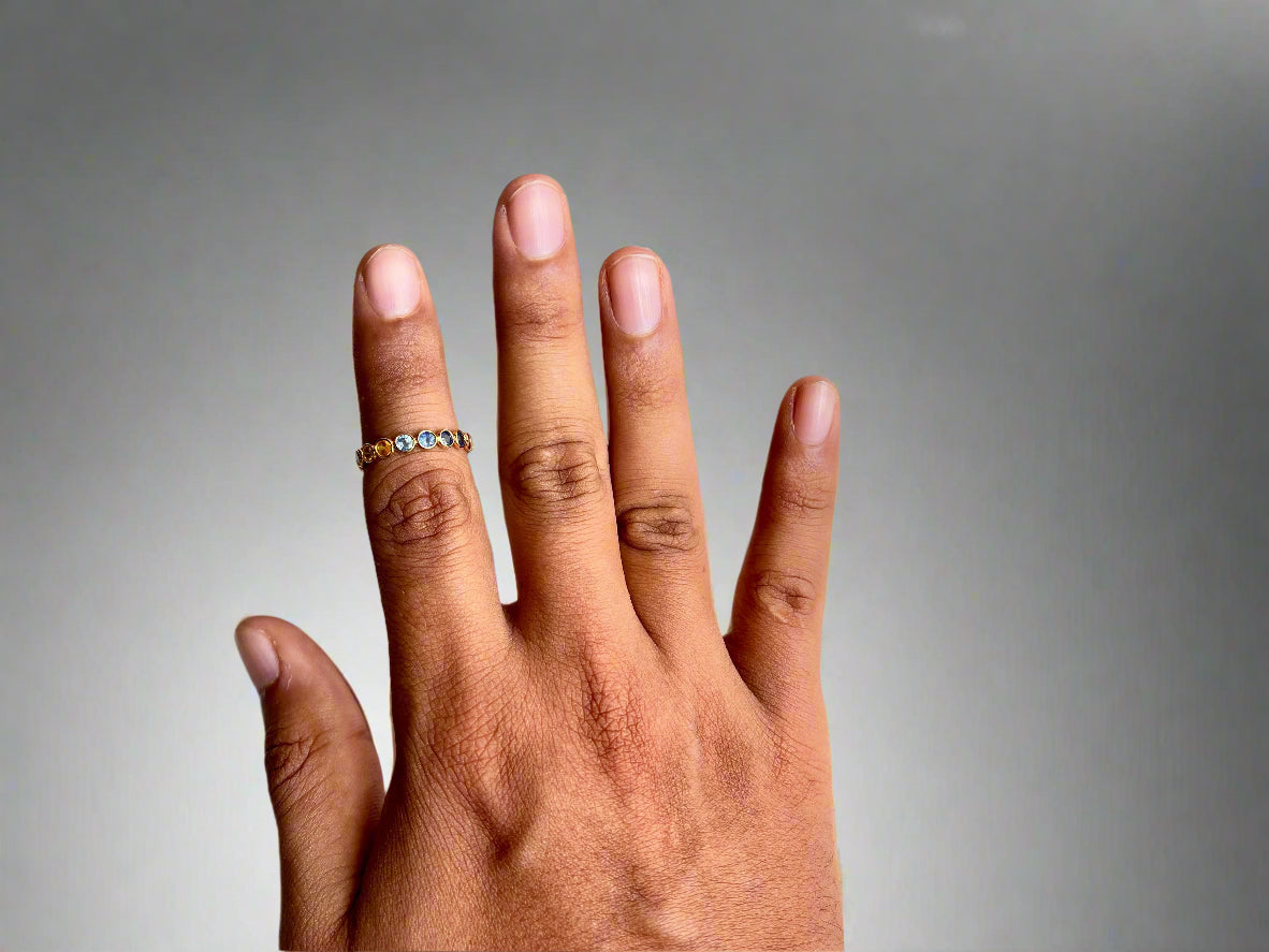 Rainbow Sapphire Gemstone Colourful Eternity Ring