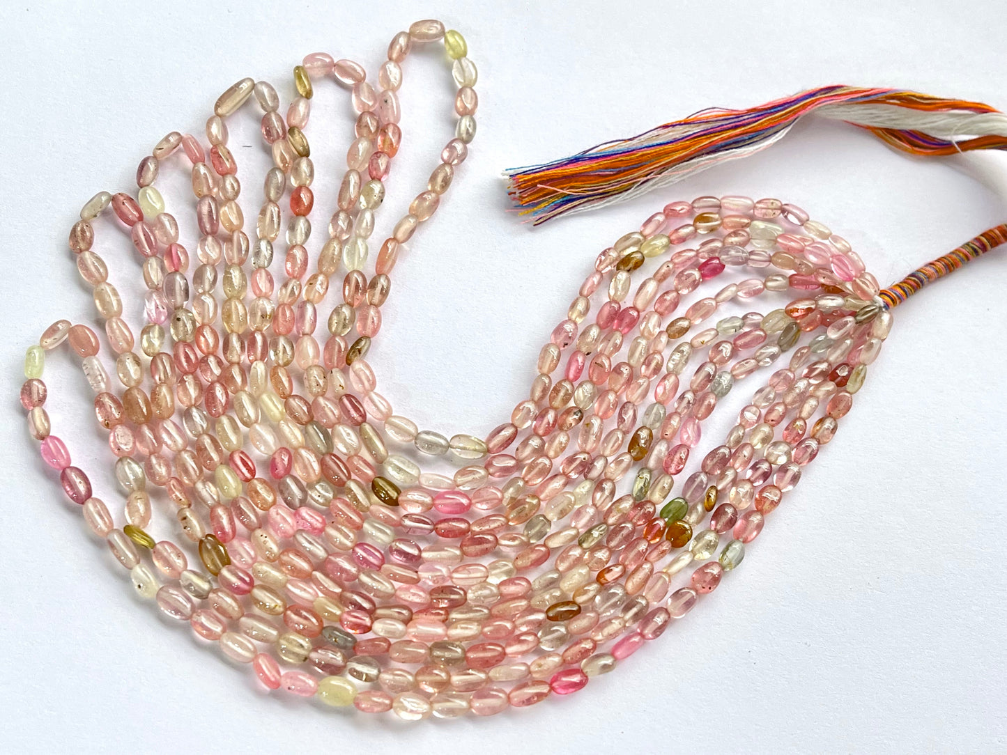 Pastel Shade! Natural Multi Sapphire Beads smooth oval shape beads