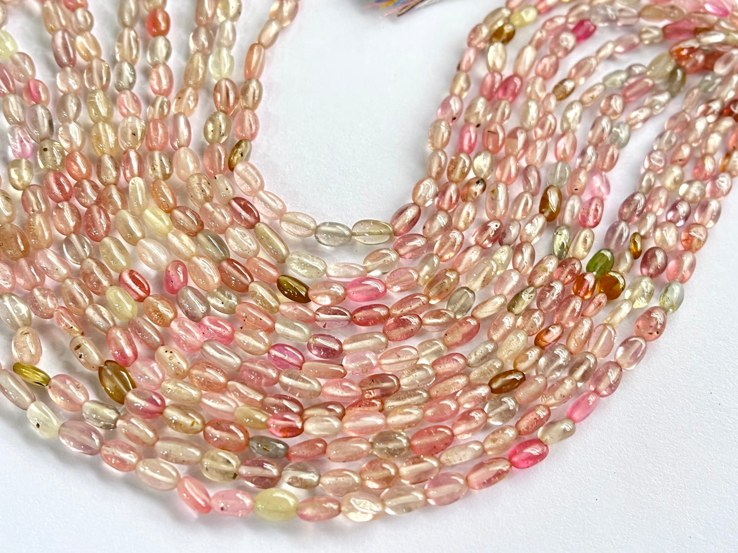 Pastel Shade! Natural Multi Sapphire Beads smooth oval shape beads
