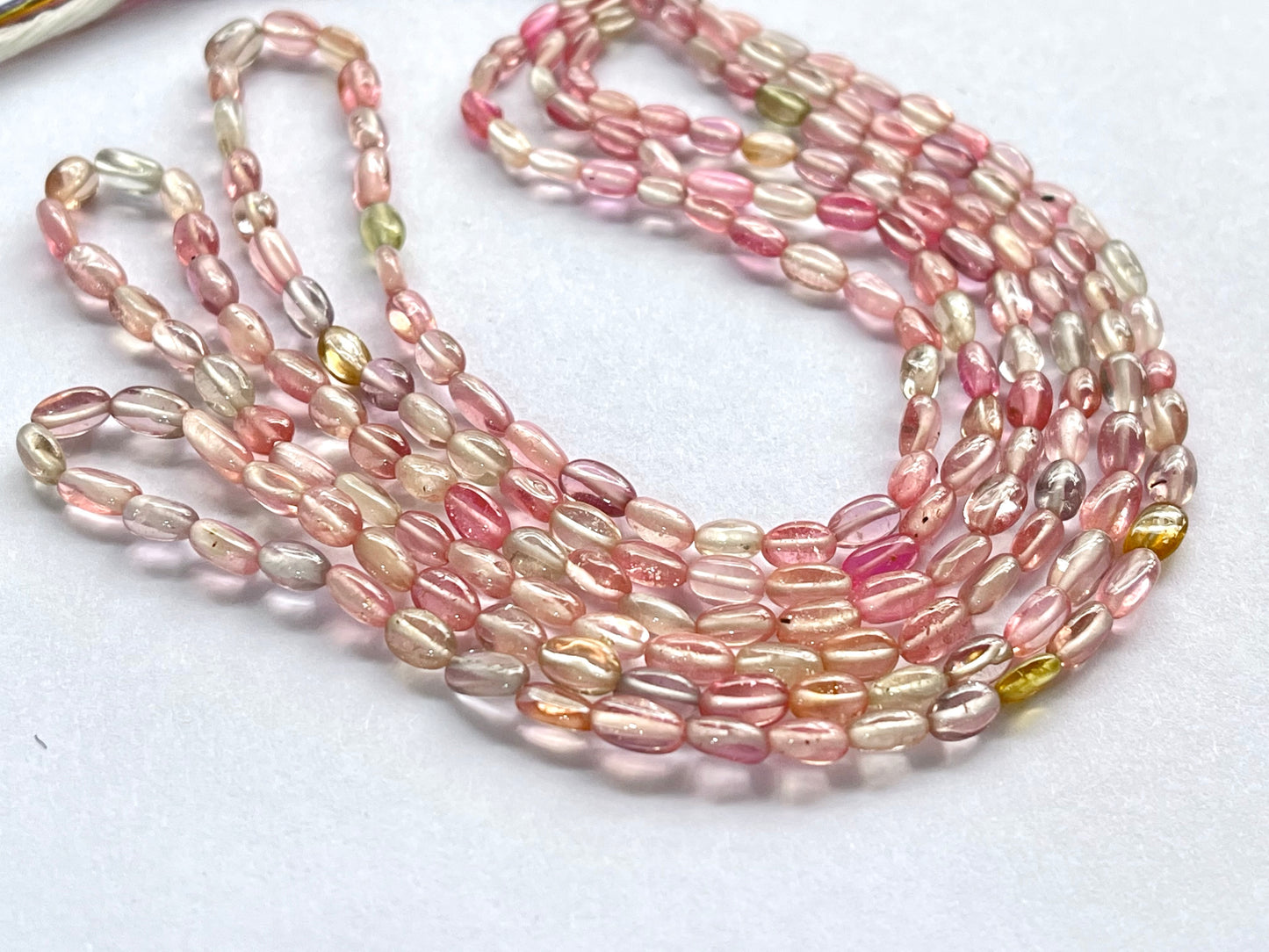 Pastel Shade! Natural Multi Sapphire Beads smooth oval shape beads