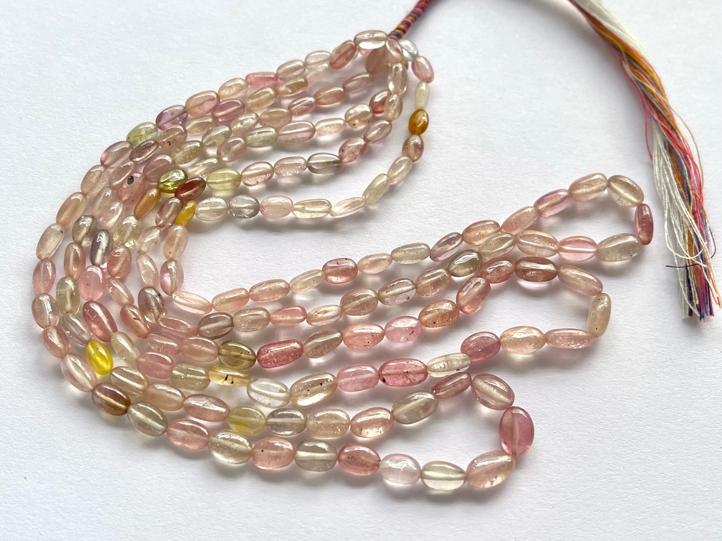 Pastel Shade! Natural Multi Sapphire Beads smooth oval shape beads