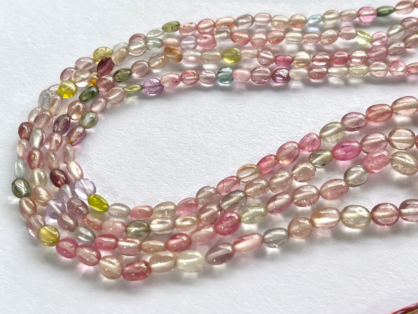 Pastel Shade! Natural Multi Sapphire Beads smooth oval shape beads