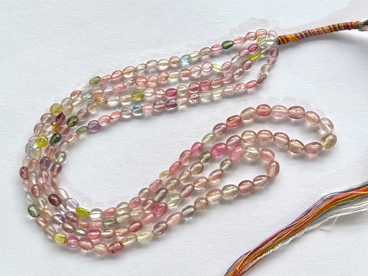 Pastel Shade! Natural Multi Sapphire Beads smooth oval shape beads