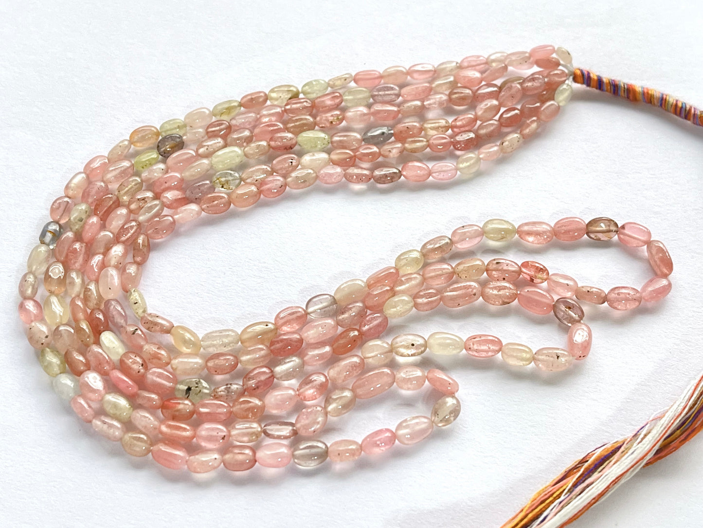 Pastel Shade! Natural Multi Sapphire Beads smooth oval shape beads