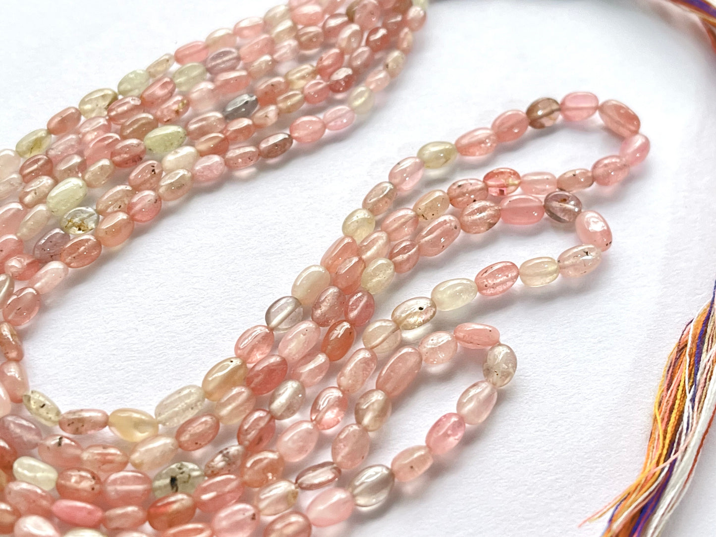 Pastel Shade! Natural Multi Sapphire Beads smooth oval shape beads