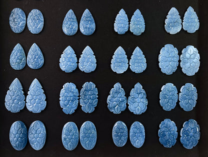 Blue Opal Carved Gemstone Pair Sets