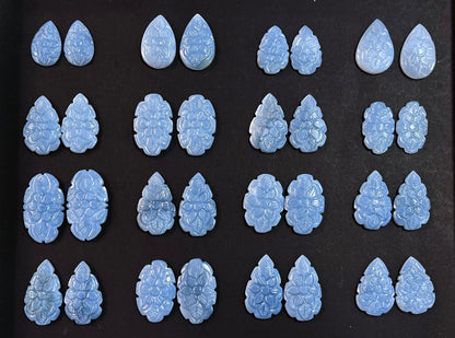 Blue Opal Carved Gemstone Pair Sets