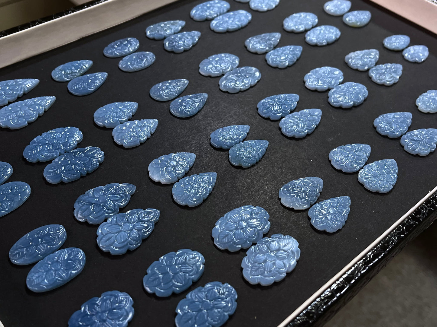 Blue Opal Carved Gemstone Pair Sets