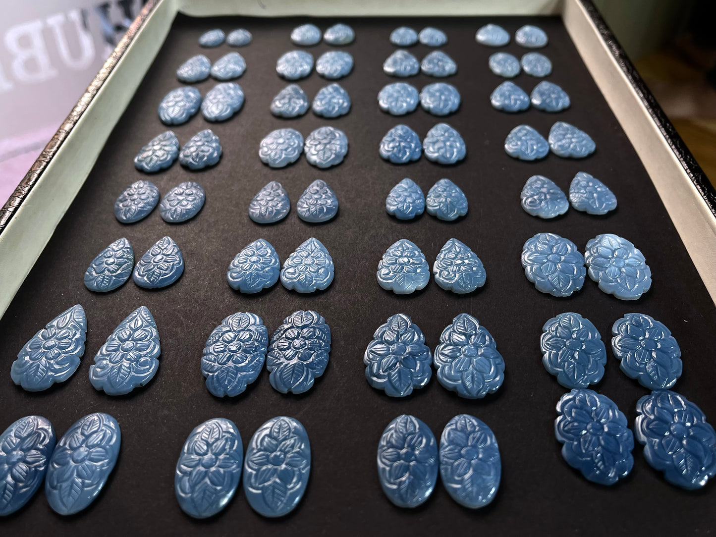 Blue Opal Carved Gemstone Pair Sets