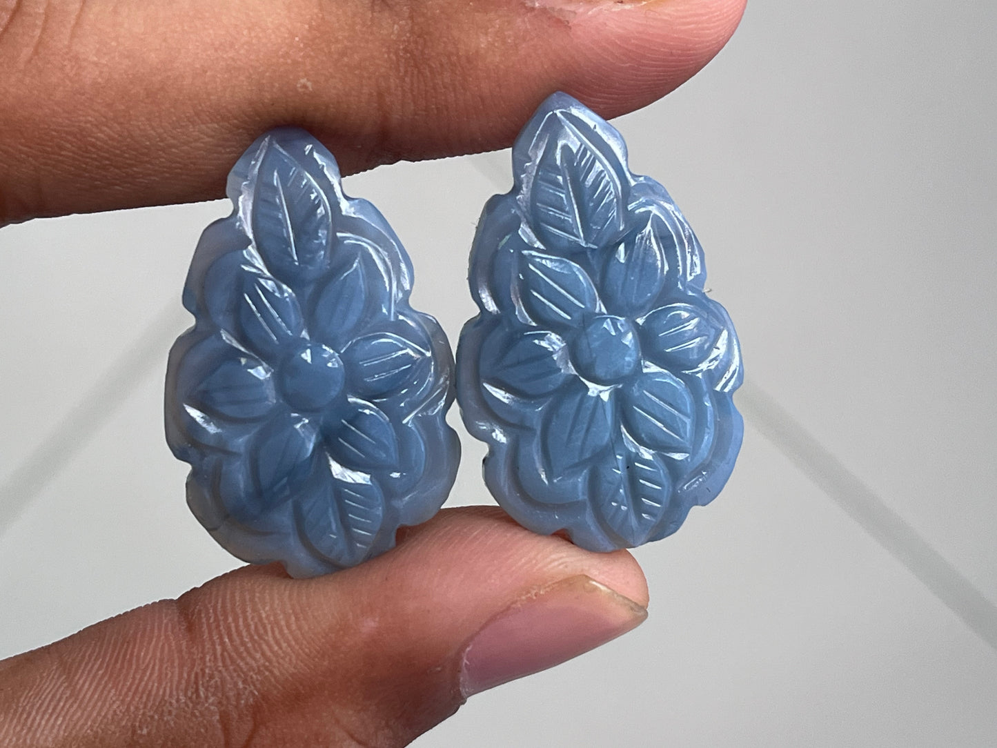 Blue Opal Carved Gemstone Pair Sets