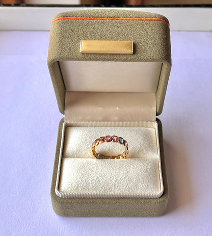 Rainbow Sapphire Octagon Ring