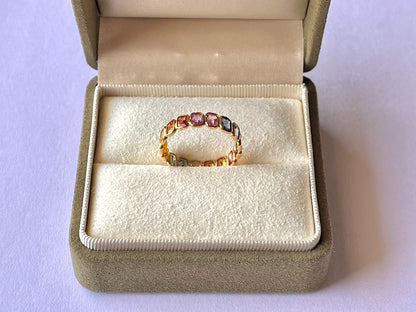 Rainbow Sapphire Octagon Ring