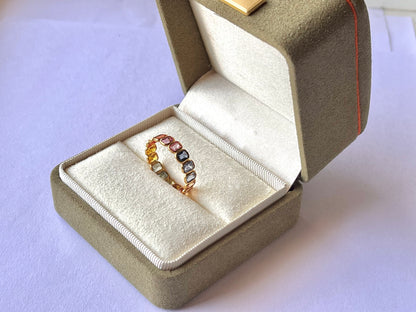 Rainbow Sapphire Octagon Ring