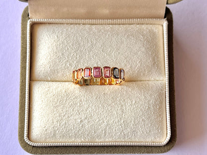 Rainbow Sapphire Octagon Ring