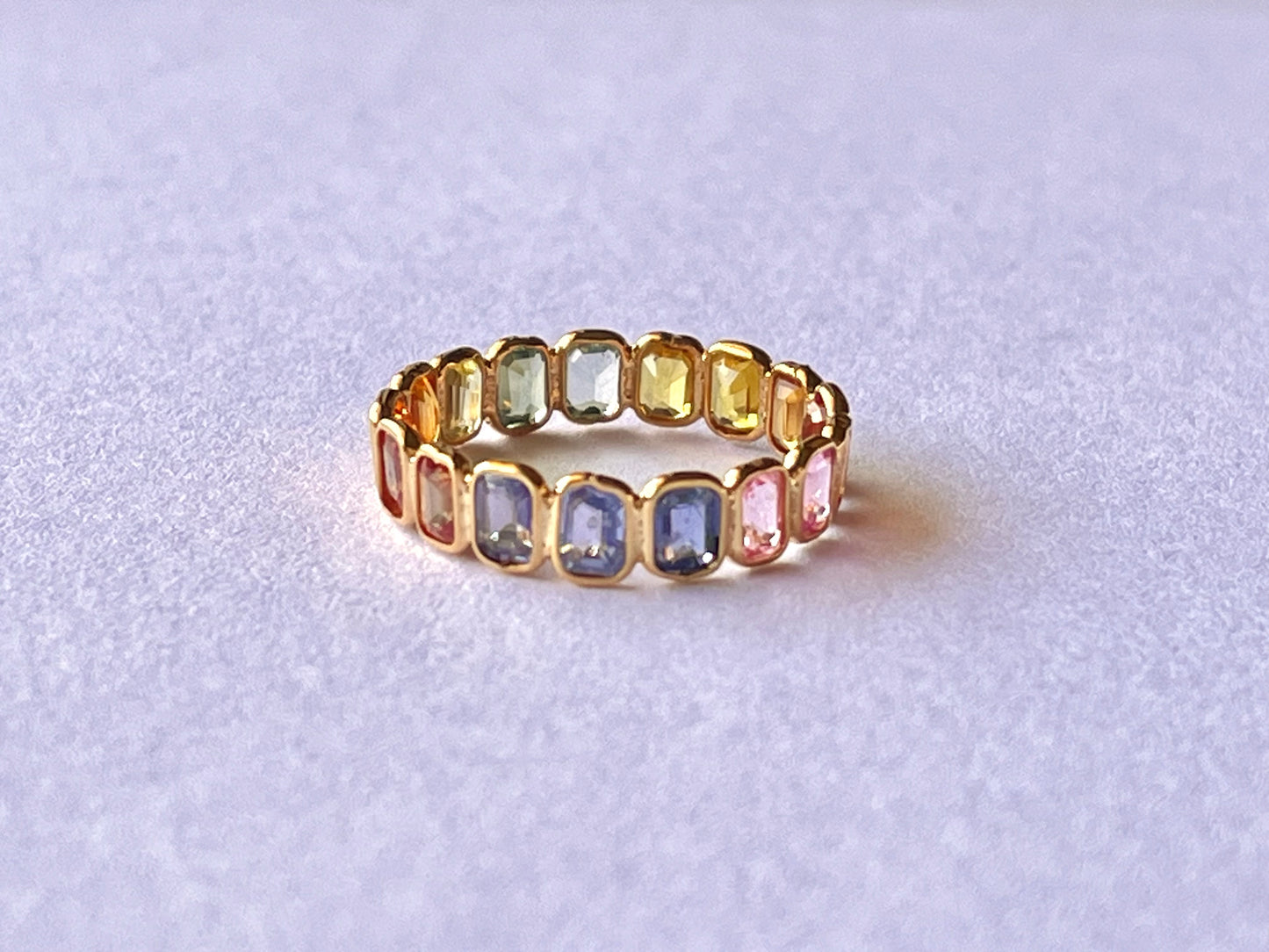 Rainbow Sapphire Octagon Ring