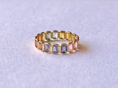 Rainbow Sapphire Octagon Ring