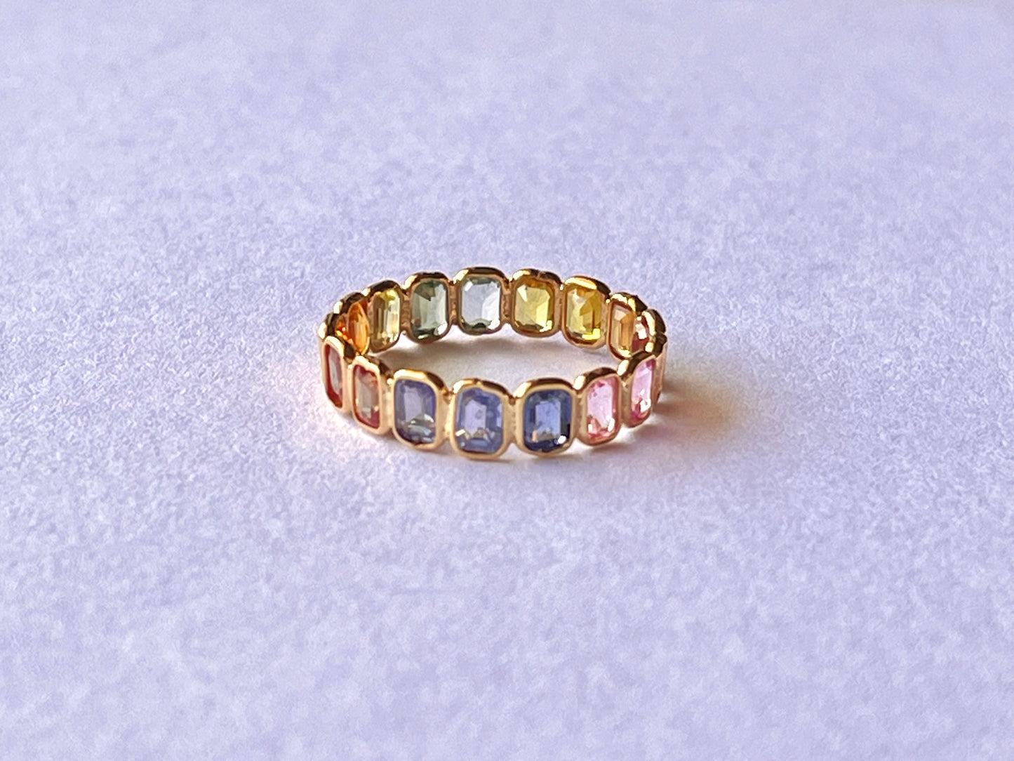 Rainbow Sapphire Octagon Ring